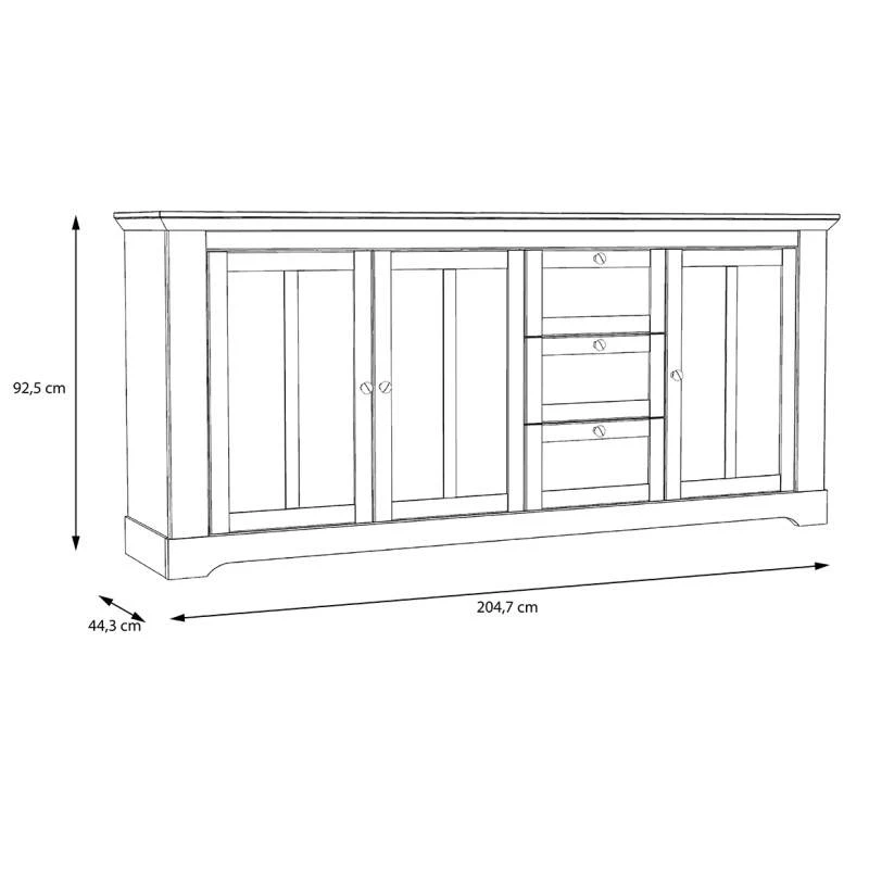 Buffet 204cm 3 Portes 3 Tiroirs - ANGELE – Image 4