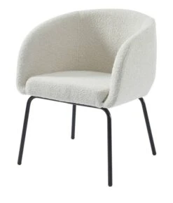 Fauteuil BELEM En Tissu Bouclette Blanc