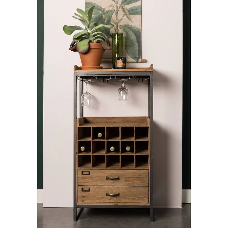 Armoire Bar à Vin Vintage Bois Clair – Image 11