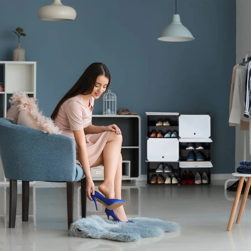 Étagère à Chaussures Blanc Et Noir – Image 3