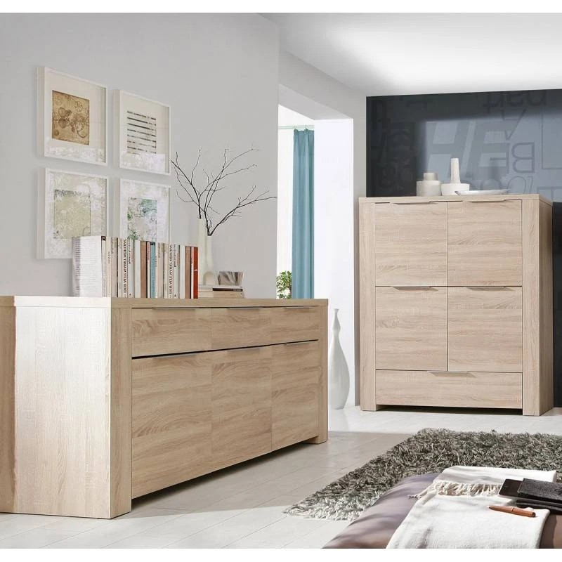 Bahut 3 Portes Aspect Chêne Clair – Image 2