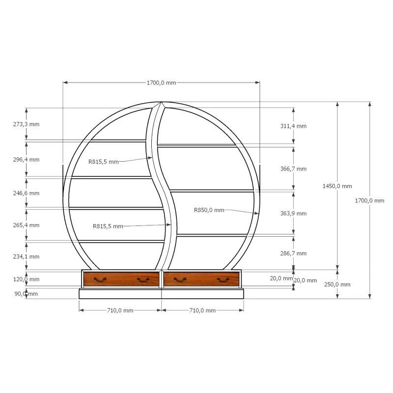 Yin Yang - Bibliothèque En Teck Massif – Image 5