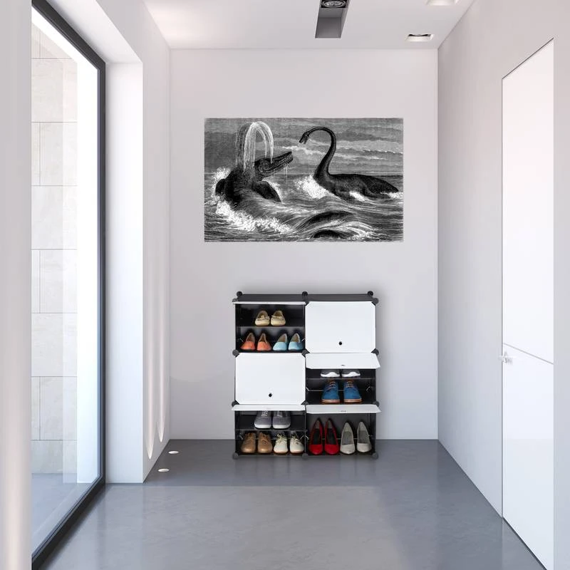 Étagère à Chaussures Blanc Et Noir – Image 2