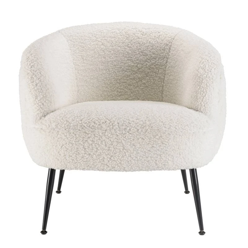 Fauteuil Cosy Tissu Bouclette Blanc – Image 4