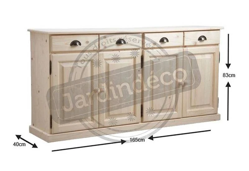 Buffet 4 Portes 4 Tiroirs En Bois Brut â Image 4