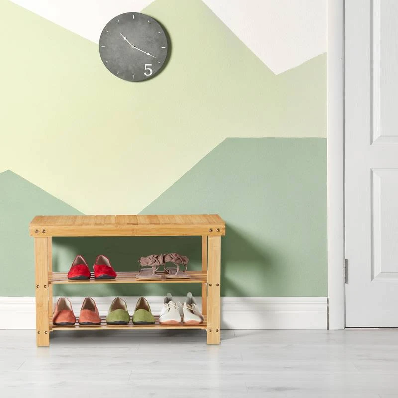 Etagère à Chaussures En Bambou Et Siège – Image 2