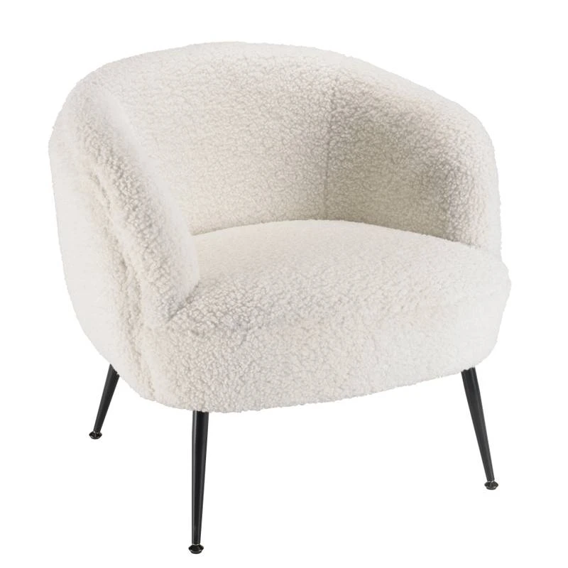 Fauteuil Cosy Tissu Bouclette Blanc