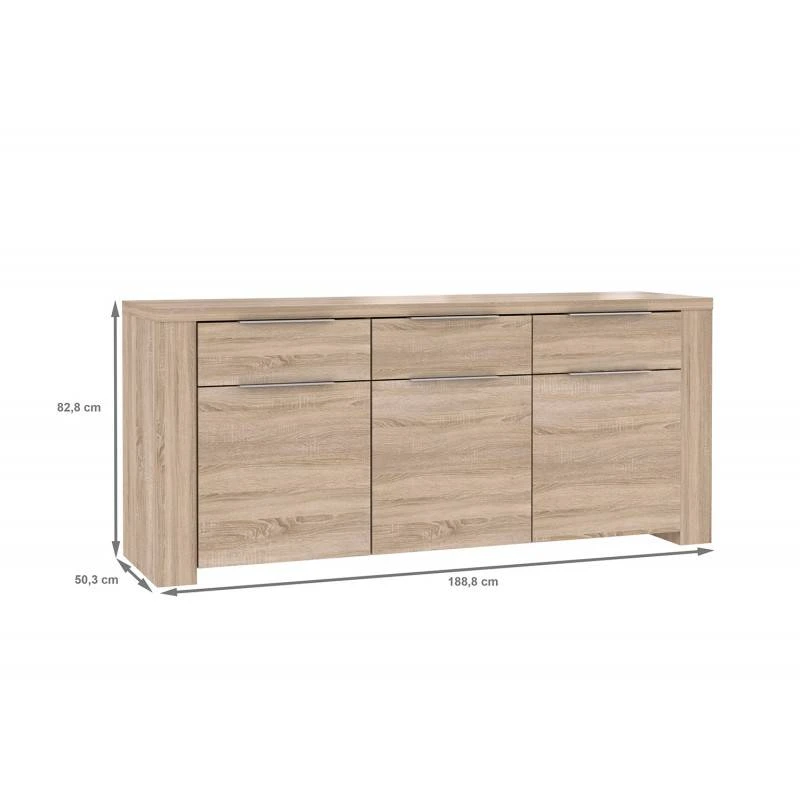 Bahut 3 Portes Aspect Chêne Clair – Image 4