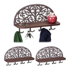 Porte-manteaux Mural Brun En Lot De 3