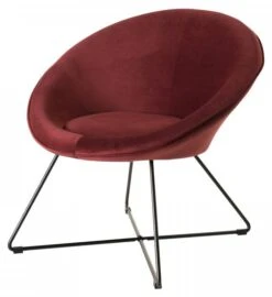 Fauteuil En Tissu Velours Bordeaux