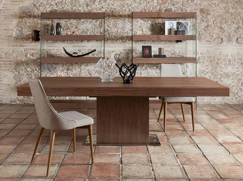 Étagère En Bois Couleur Noyer Et Verre – Image 3